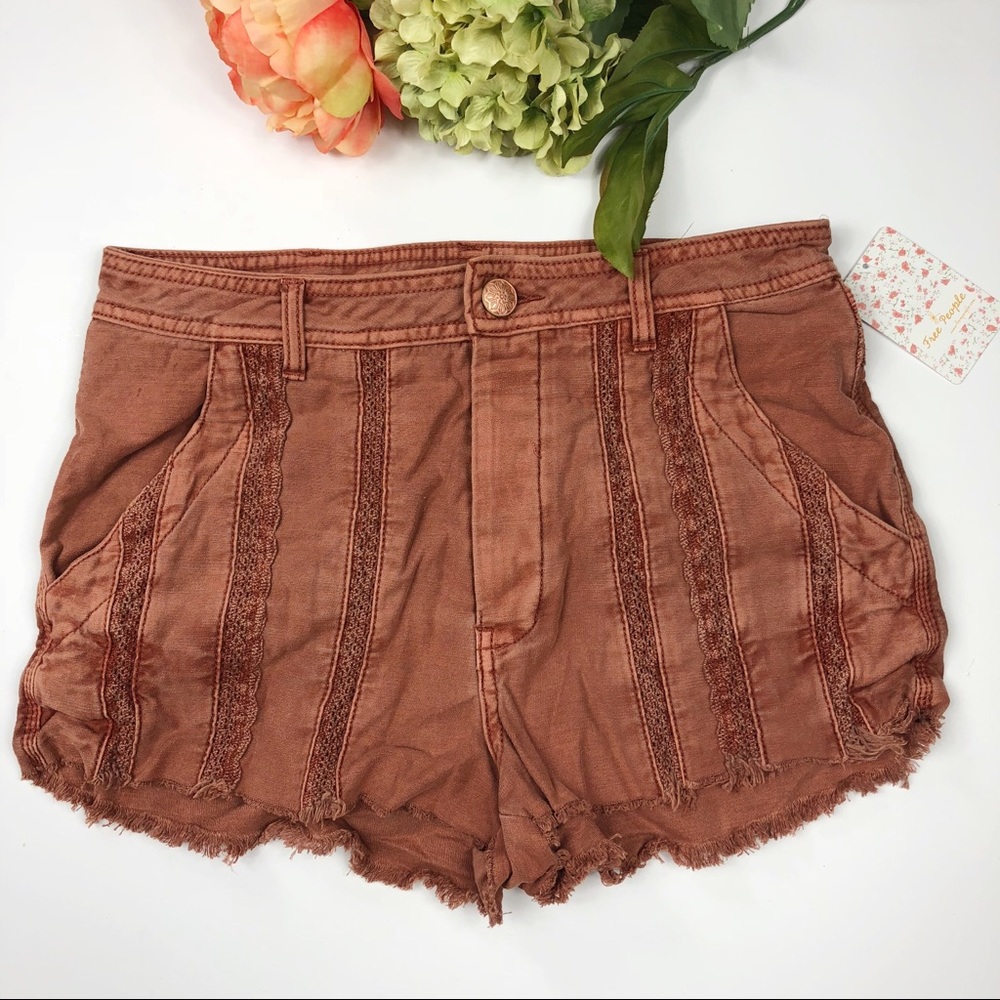 Free People Rust Brown Women Shorts